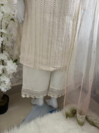 UJAALA….. Elegant White Embroidered Pakistani Suit with net Dupatta