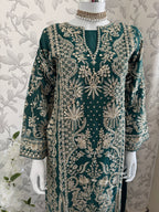 AFROZ Emerald Embroidered Organza Suit | Pakistani Wedding & Formal Dress