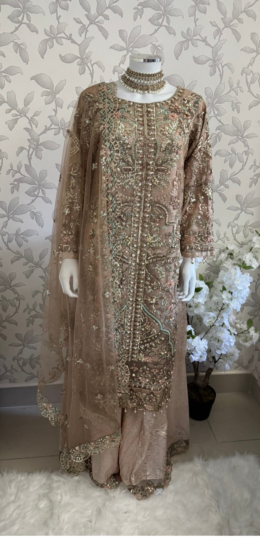 PEARLS Luxury Hand-Embellished Pakistani 3 piece Suit