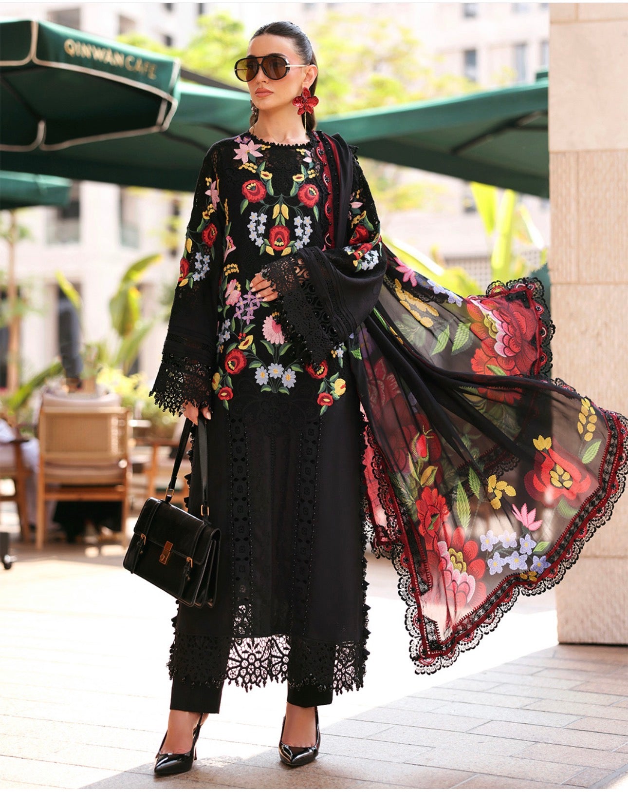 Midnight Bloom Luxury Embroidered Lawn Suit – 3 Piece Collection