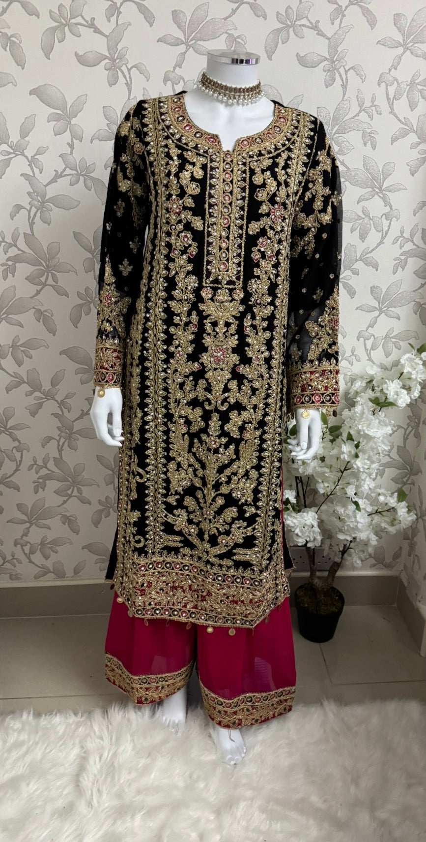 AYLAA Luxury Embroidered Chiffon Suit – 3 Piece Collection