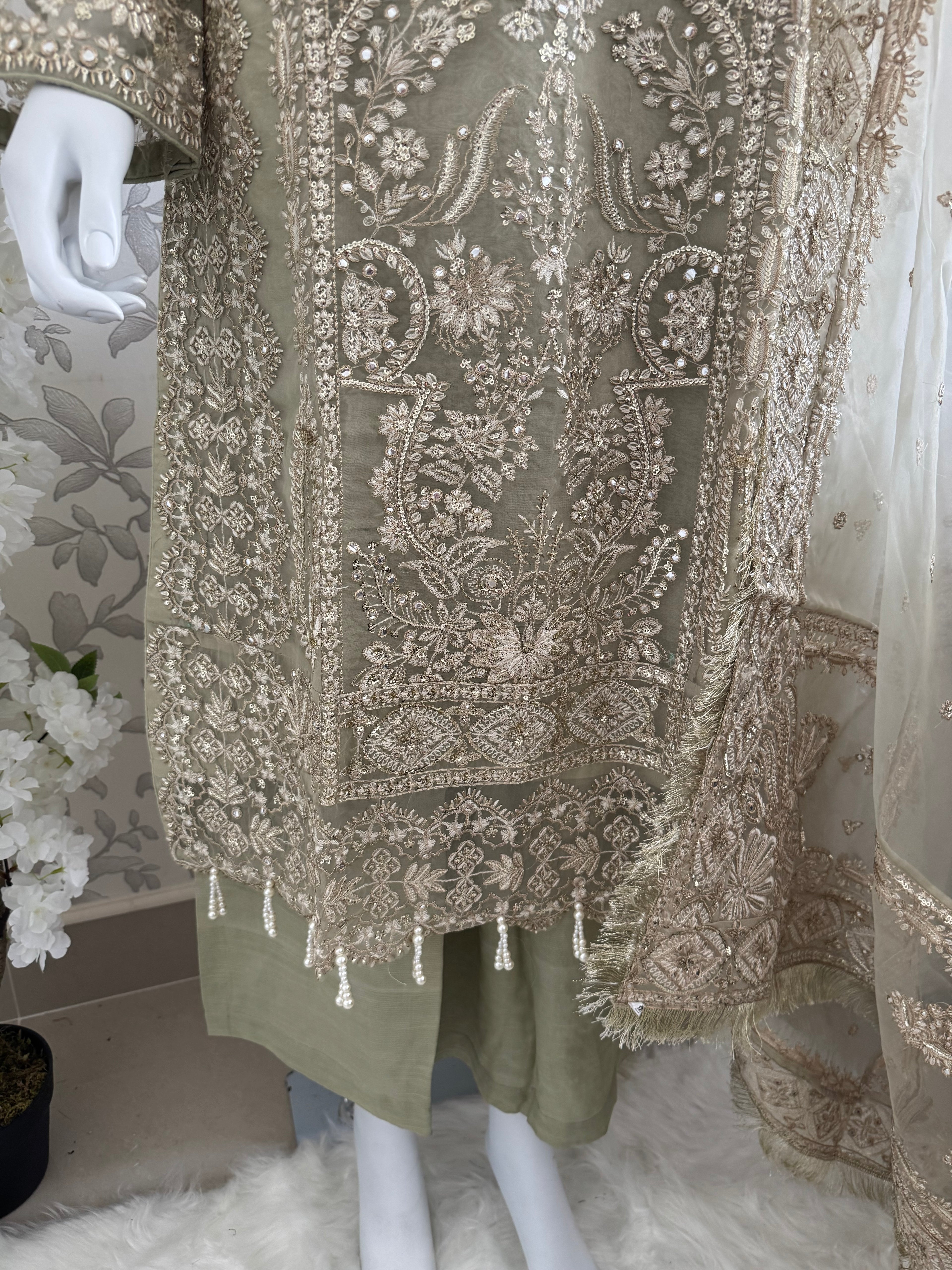 AFROZ Embroidered Organza Suit | Pakistani Wedding & Formal Dress