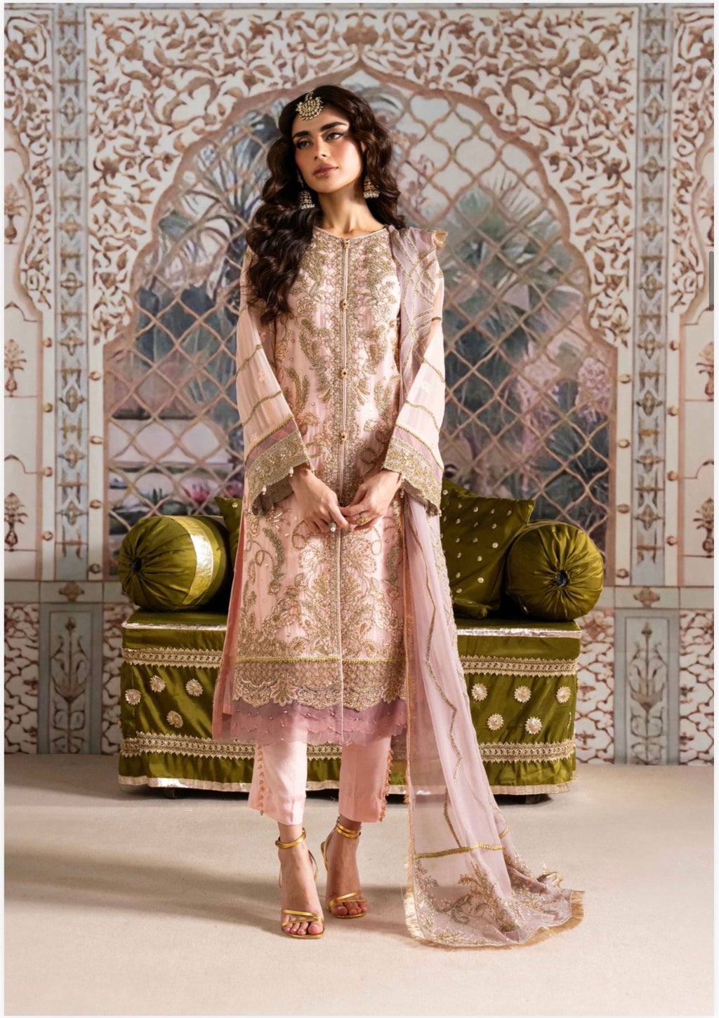 ALANI Soft Blush Pink Luxury Embroidered 3-Piece Suit | Pakistani Wedding & Party Wear