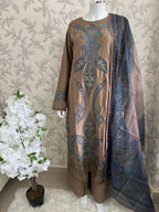 M Prints inspired Embroidered 3-Piece Suit | Pakistani Designer Dress