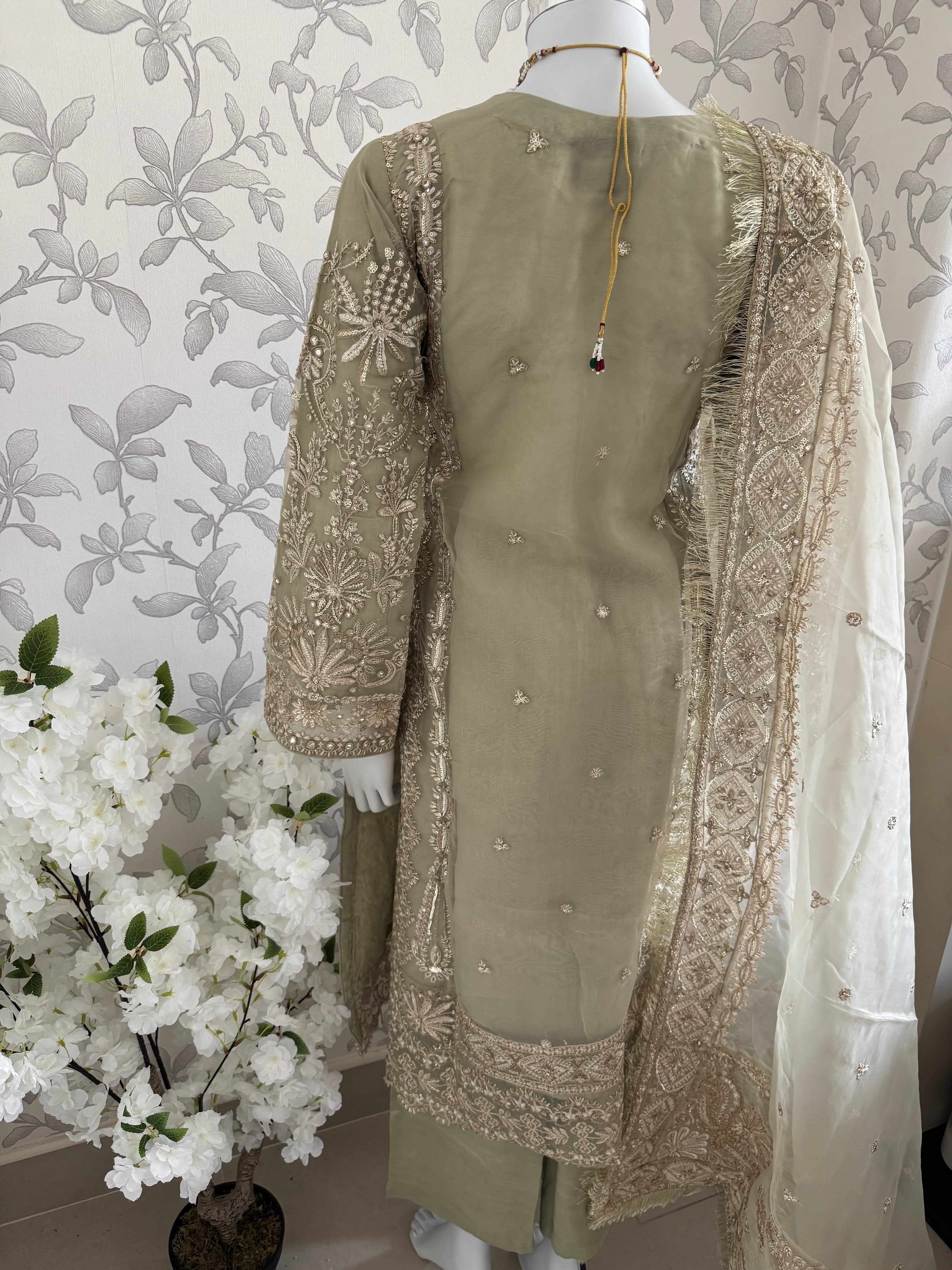 AFROZ Embroidered Organza Suit | Pakistani Wedding & Formal Dress