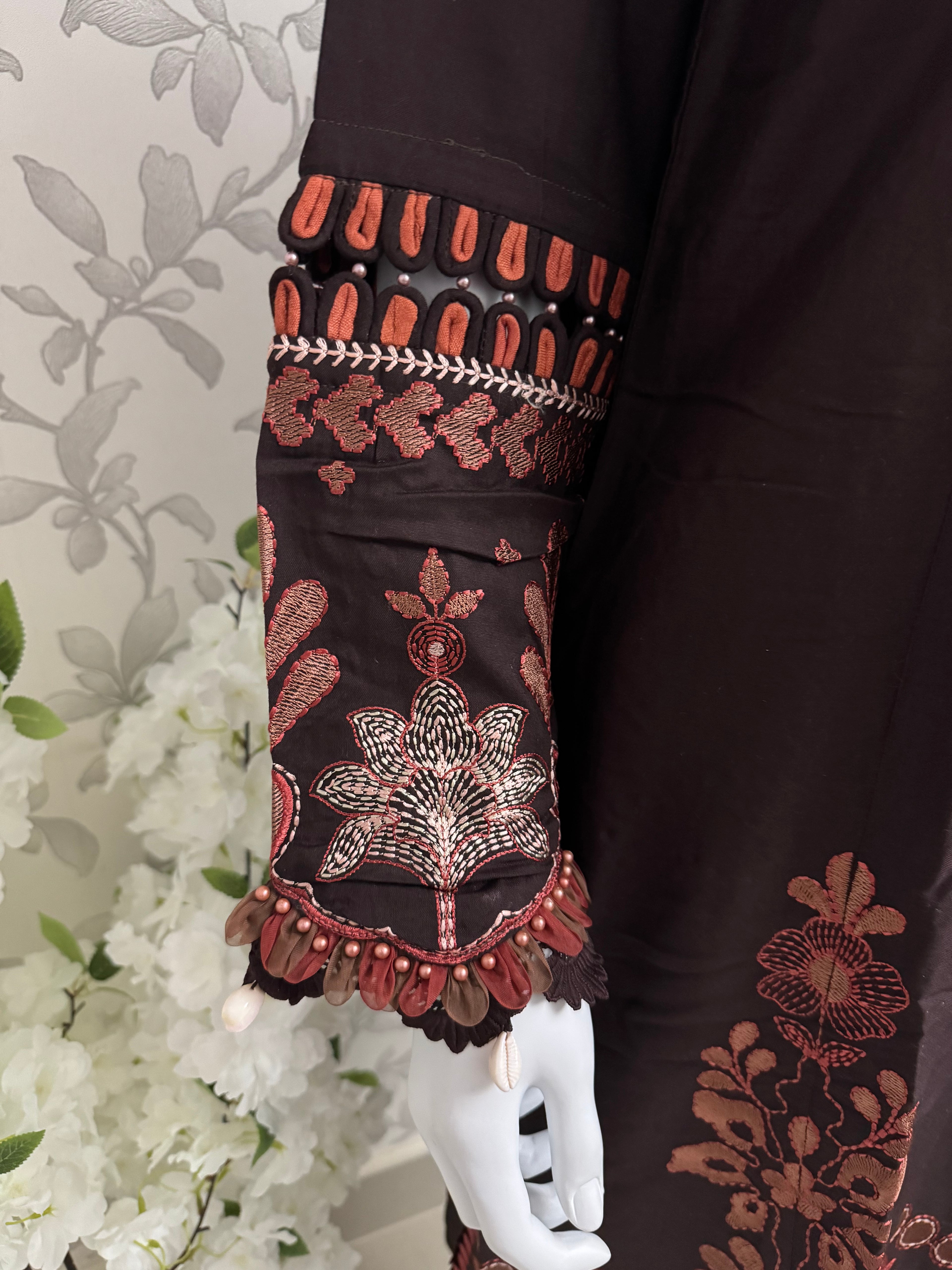 M Prints 4A inspired Embroidered 3-Piece Suit | Pakistani Designer Dress