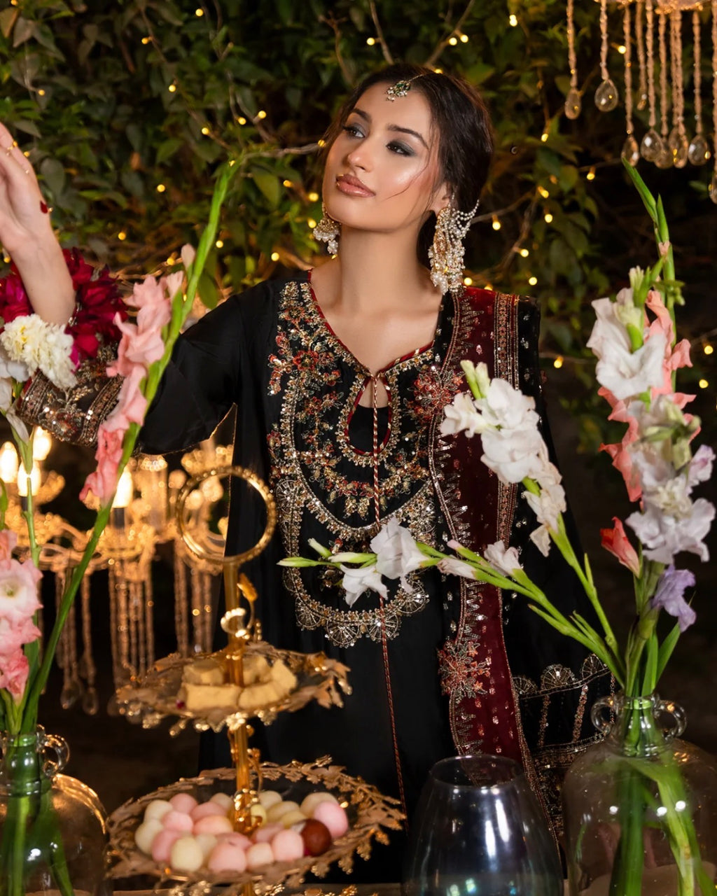 CHAAND RAAT Luxury Embroidered Raw Silk Suit – 3 Piece Collection