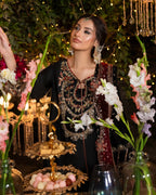 CHAAND RAAT Luxury Embroidered Raw Silk Suit – 3 Piece Collection