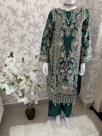 AFROZ Emerald Embroidered Organza Suit | Pakistani Wedding & Formal Dress