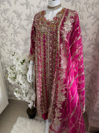 SAFINA….. Hot Pink Luxury Embroidered Pakistani Formal Suit with Organza Dupatta