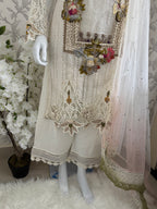 UJAALA….. Elegant White Embroidered Pakistani Suit with net Dupatta