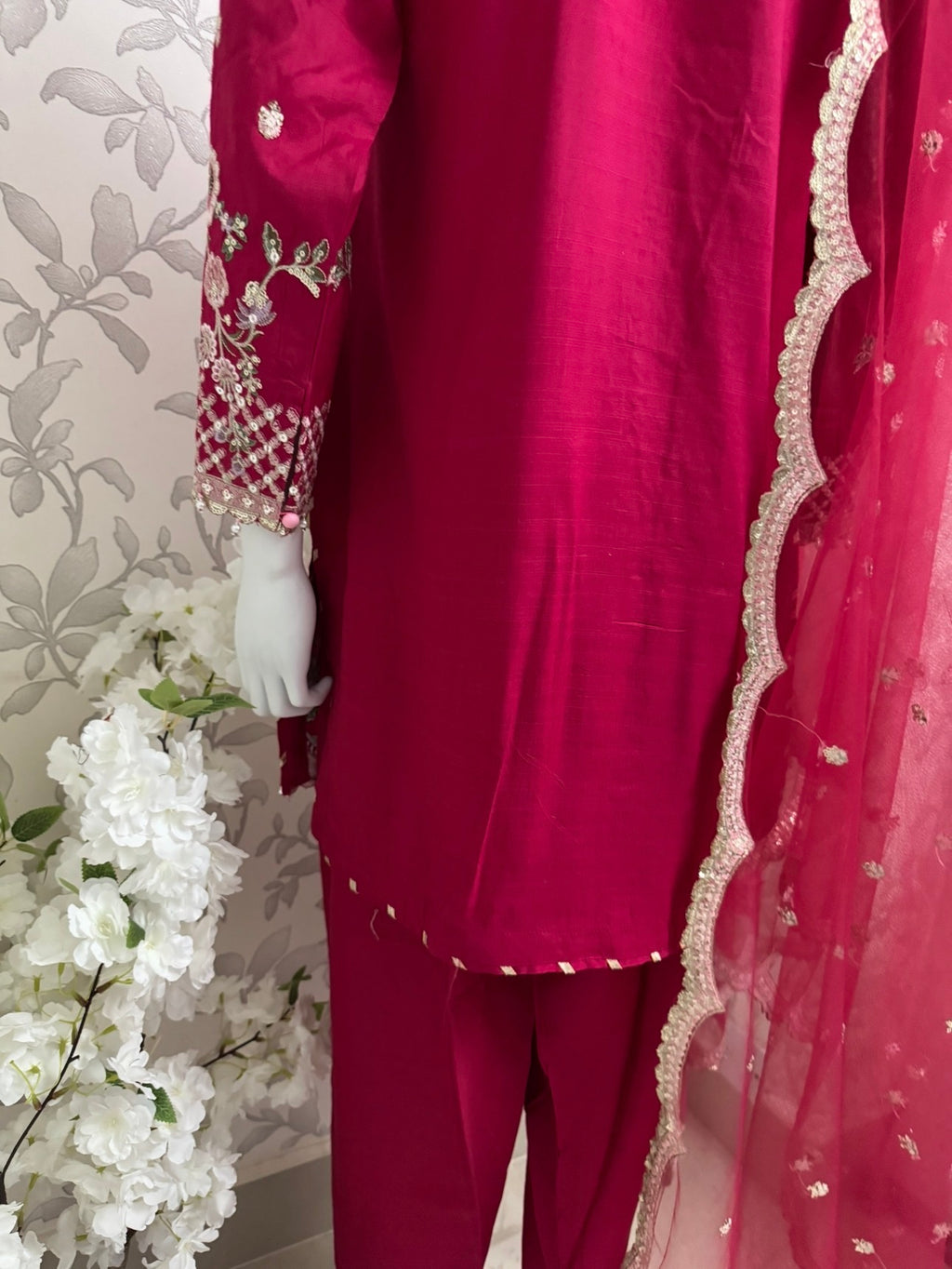 Fuchsia Pink Embroidered Pakistani 3 Piece Suit– Luxury Eid Festive Wear