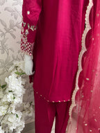 Fuchsia Pink Embroidered Pakistani 3 Piece Suit– Luxury Eid Festive Wear