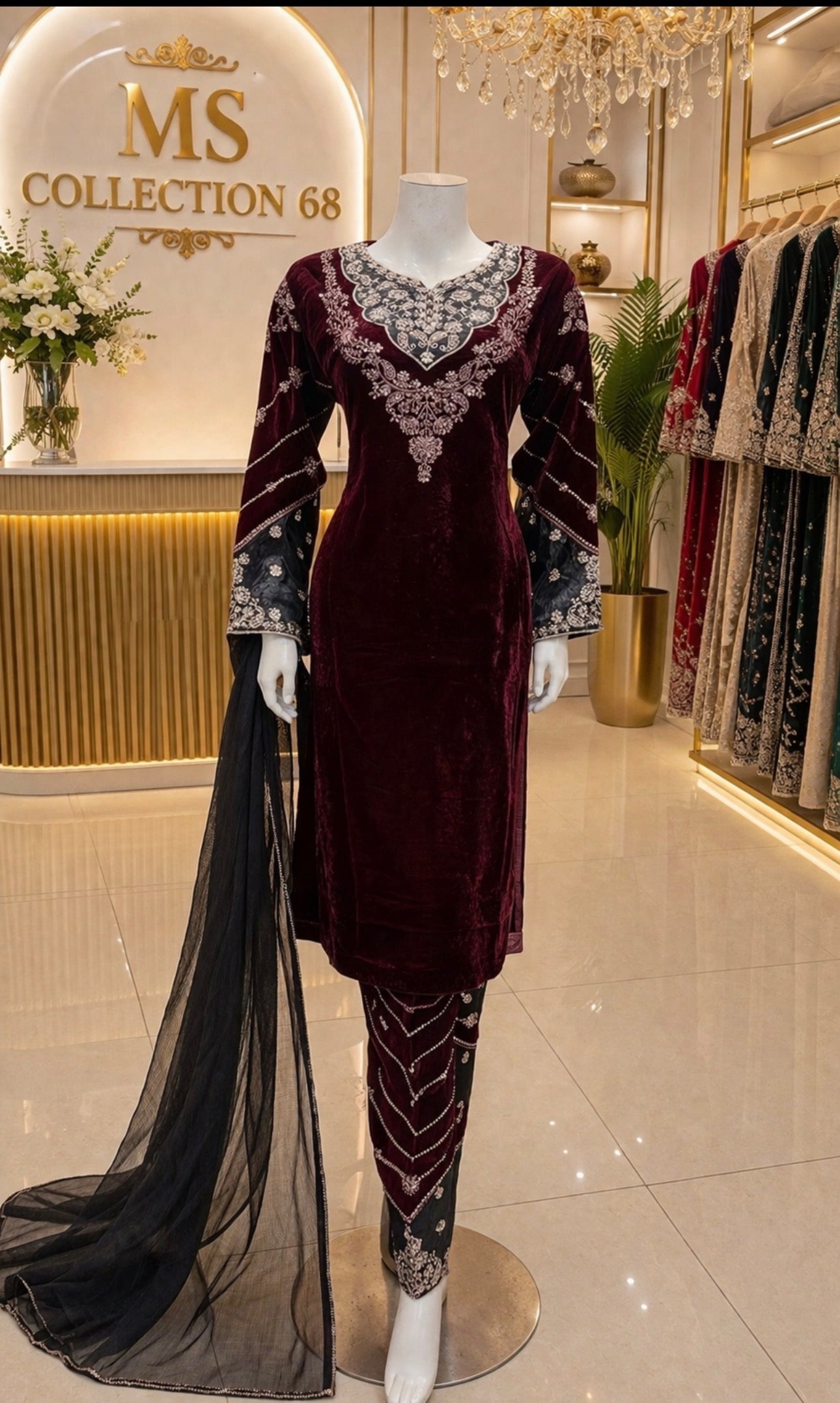 AYAA….Embroidered VELVET suit