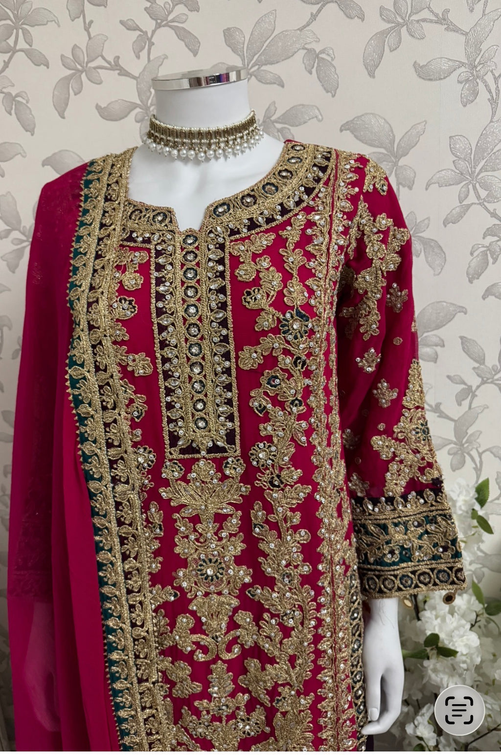 AYLAA Luxury Embroidered Chiffon Suit – 3 Piece Collection