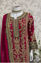 AYLAA Luxury Embroidered Chiffon Suit – 3 Piece Collection
