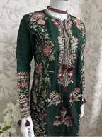HUSN-E-EID Emerald green Embroidered -3 pieces Suit