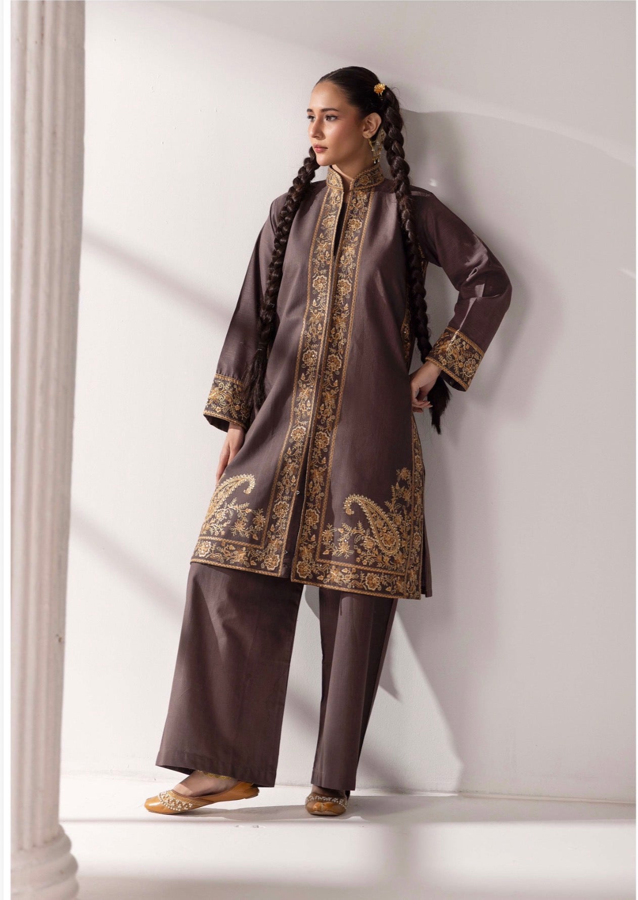Khaddar Lux Premium Embroidered Suit – 4 Piece Collection