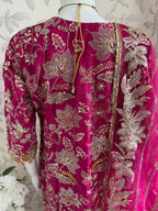SAFINA….. Hot Pink Luxury Embroidered Pakistani Formal Suit with Organza Dupatta
