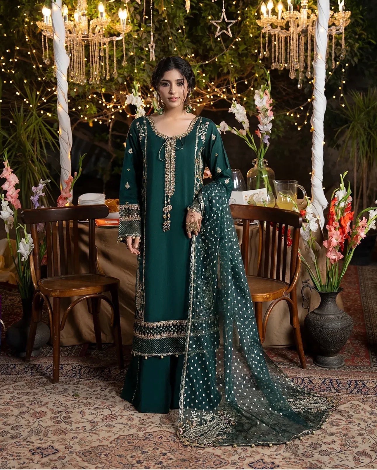 CHAAND RAAT Luxury Embroidered Raw Silk-3 piece suit