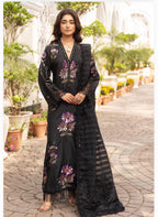 Black Floral Embroidered Pakistani 3 Piece Suit – Luxury silk Collection