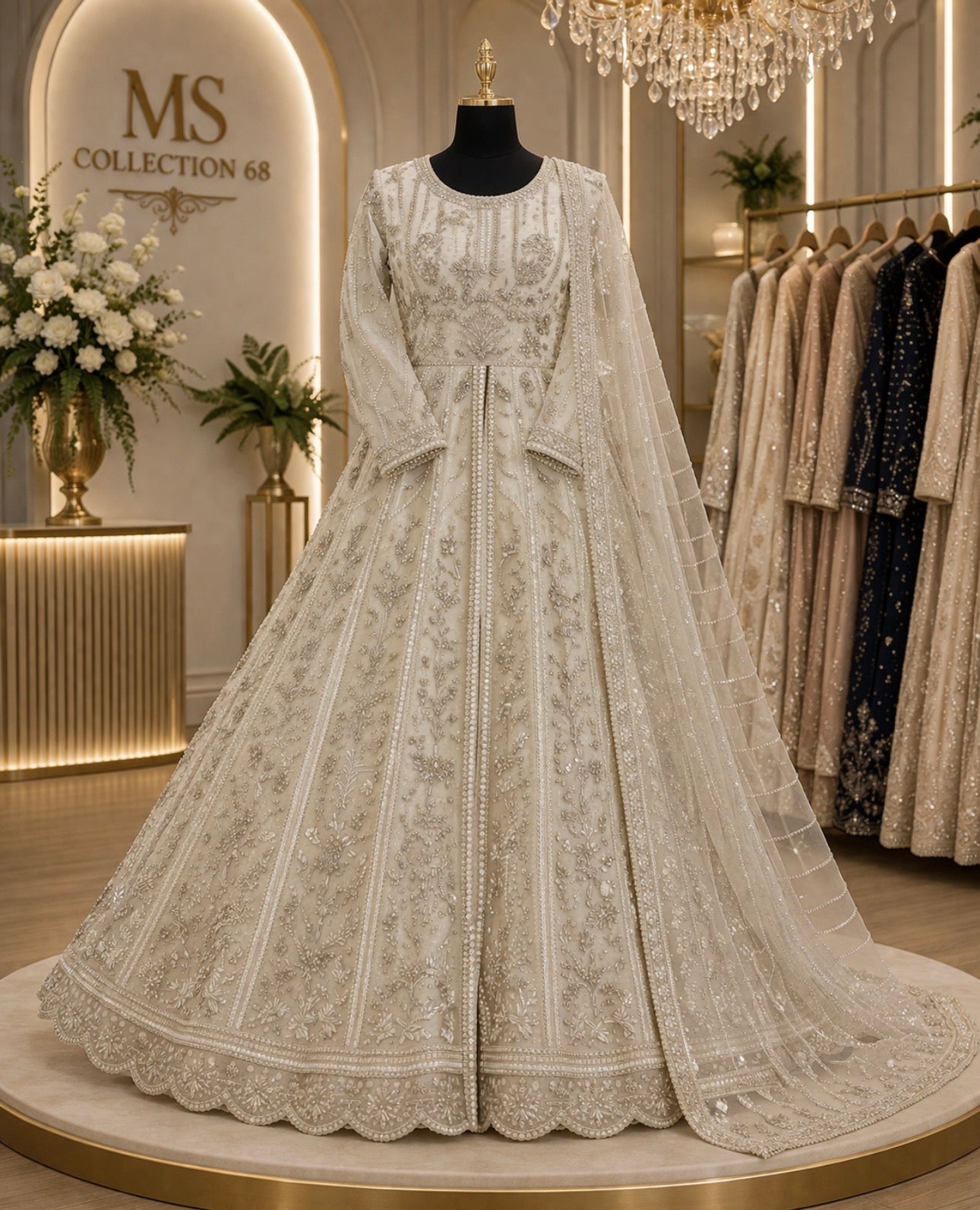 LUXURY WEDDING COLLECTION 2pcs Embroidered Organza Maxi