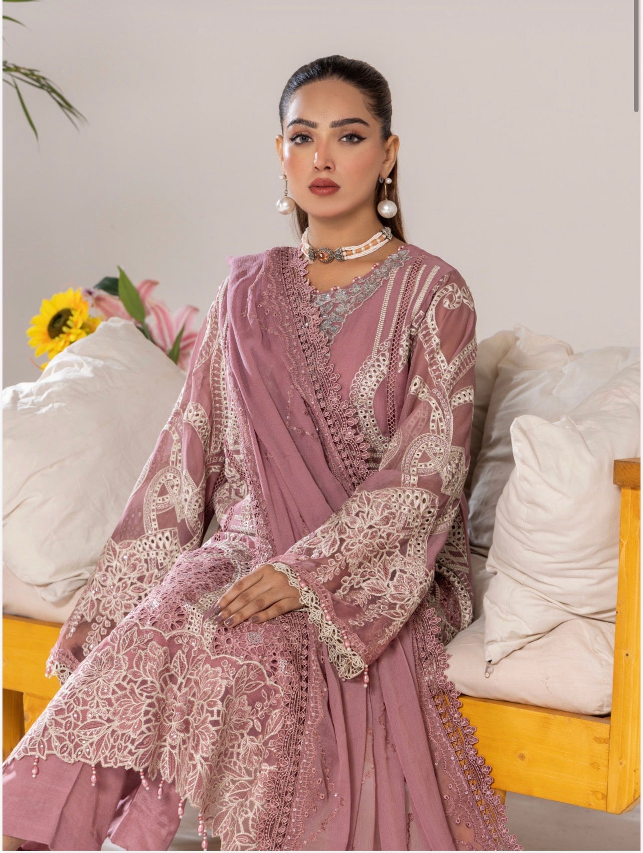 SONIYA Festive Embroidered 3 piece Chiffon Suit | Pakistani Designer Ready-to-Wear