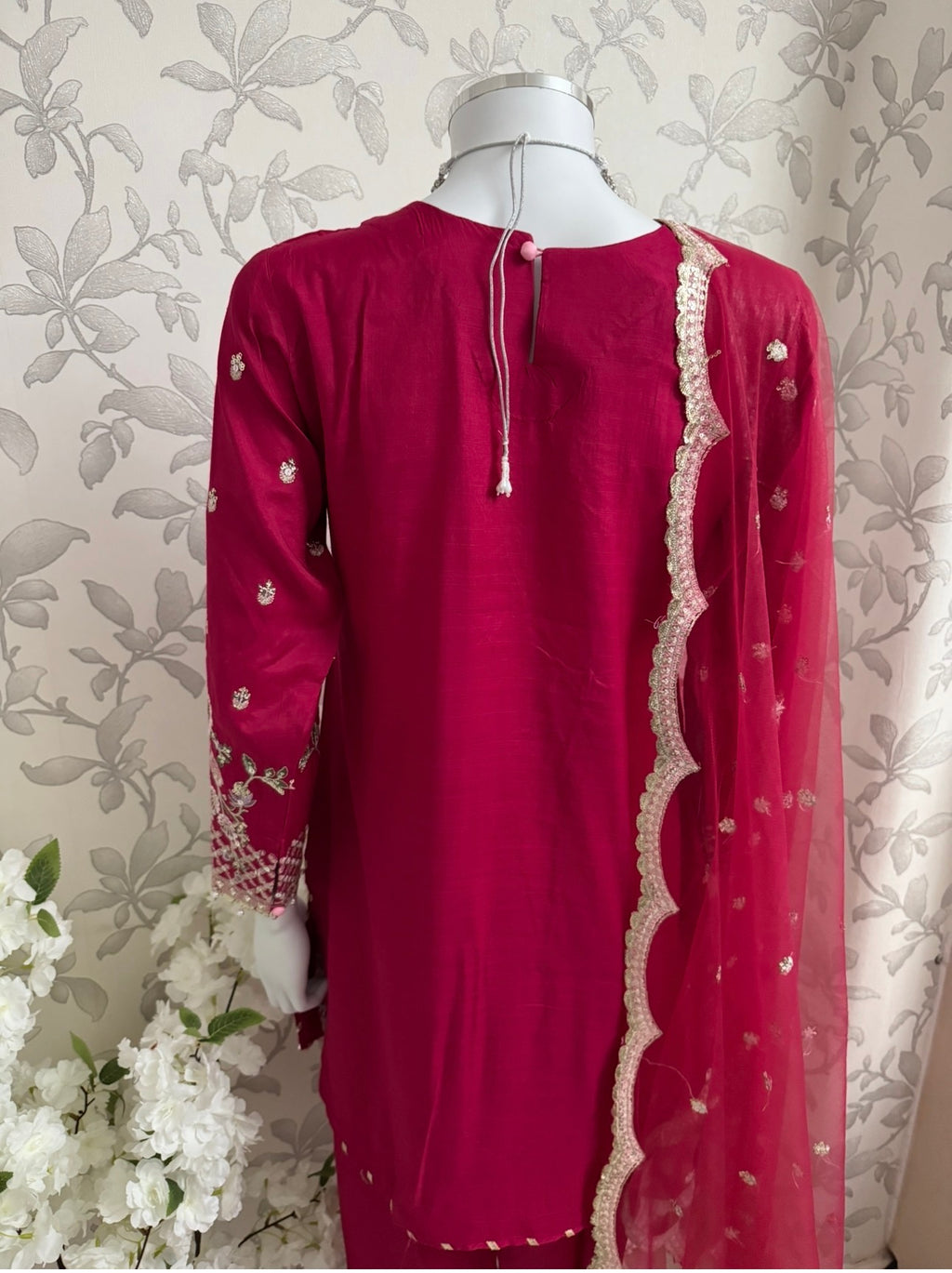 Fuchsia Pink Embroidered Pakistani 3 Piece Suit– Luxury Eid Festive Wear