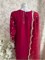 Fuchsia Pink Embroidered Pakistani 3 Piece Suit– Luxury Eid Festive Wear