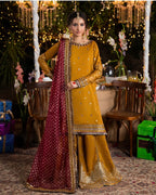 CHAAND RAAT Luxury Embroidered Raw Silk Suit – 3 Piece Collection