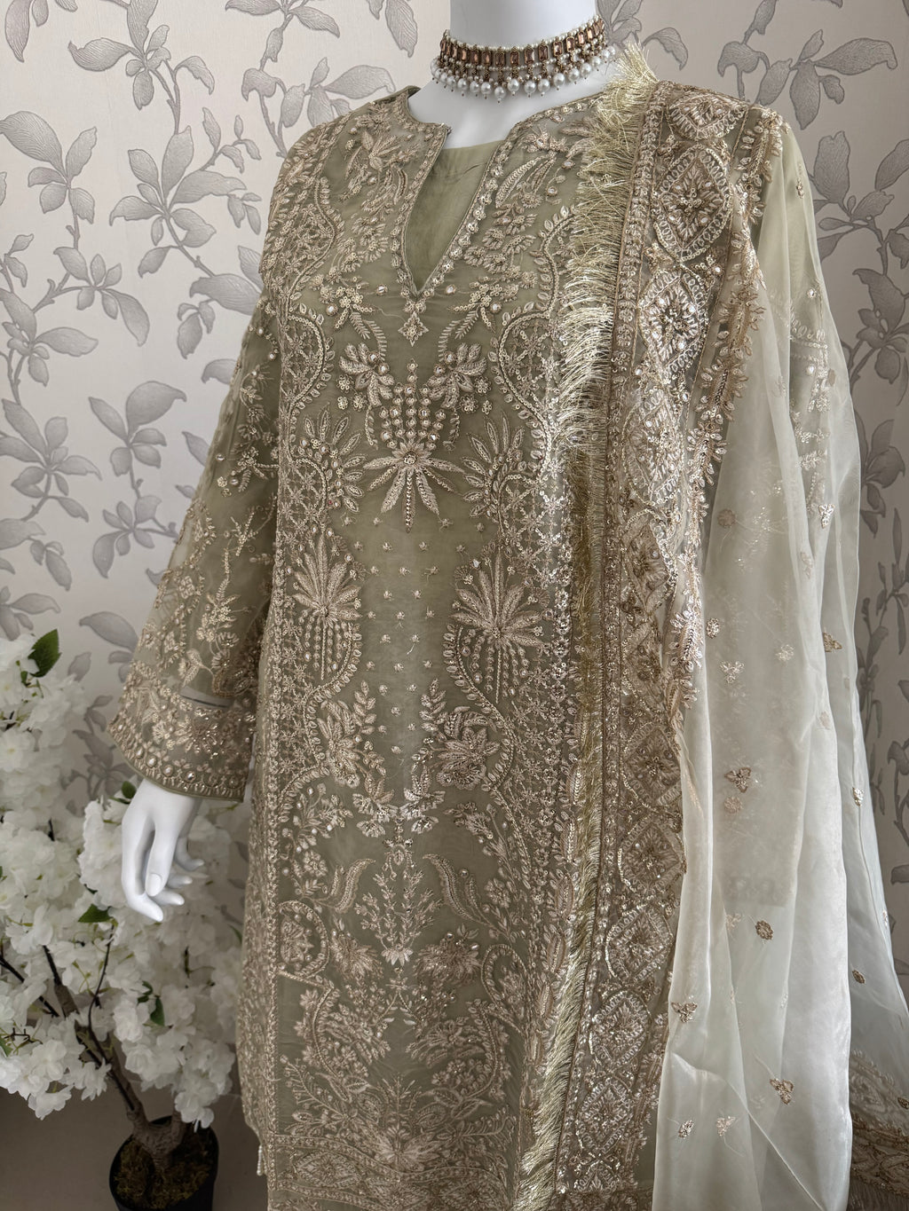 AFROZ Embroidered Organza Suit | Pakistani Wedding & Formal Dress