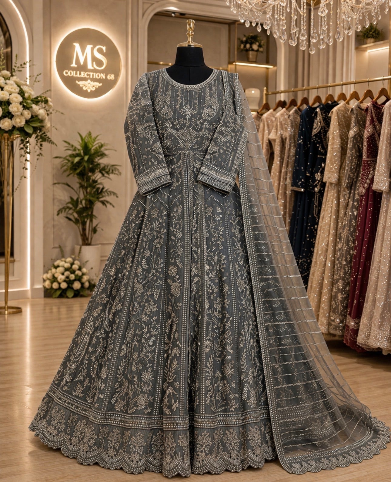 LUXURY WEDDING COLLECTION 2pcs Embroidered Organza Maxi