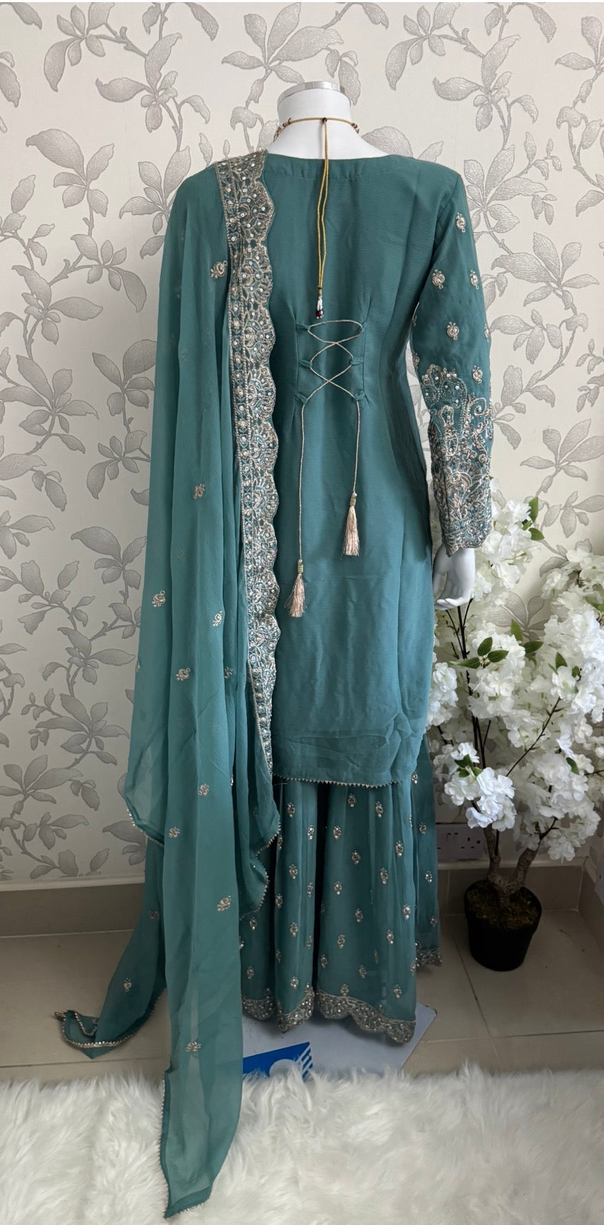 SAFFA Luxury Embroidered Chiffon Suit – 3 Piece Collection