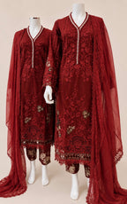 Ruby Royale Luxury Embroidered Suit – 3 Piece Collection