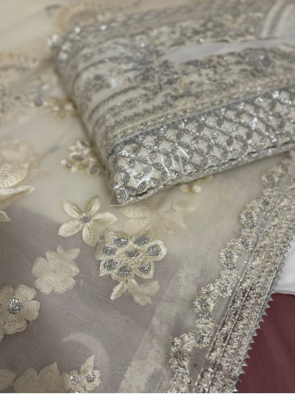 CHANDNI….. Embroidered soft organza Suit with embroidered chiffon Duppatta