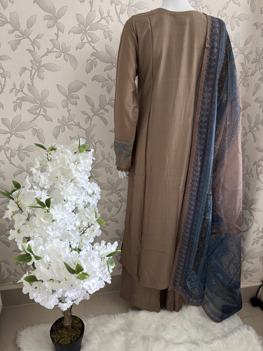 M Prints inspired Embroidered 3-Piece Suit | Pakistani Designer Dress
