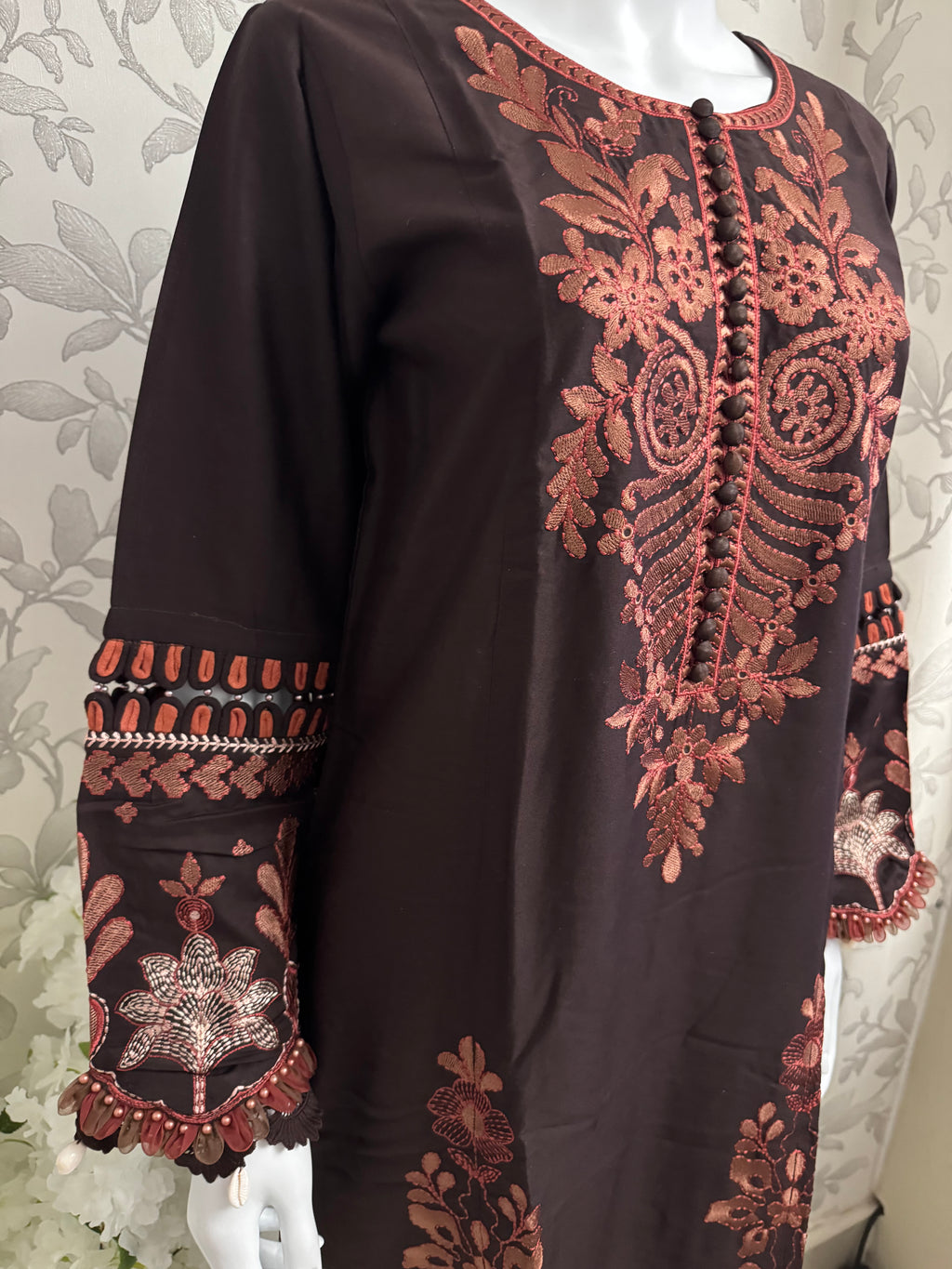 M Prints 4A inspired Embroidered 3-Piece Suit | Pakistani Designer Dress