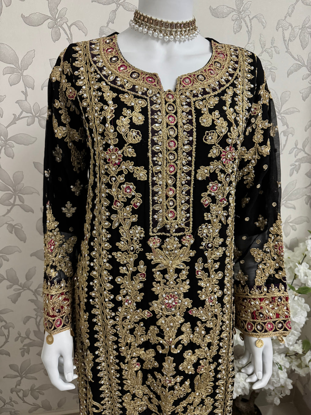 AYLAA Luxury Embroidered Chiffon Suit – 3 Piece Collection