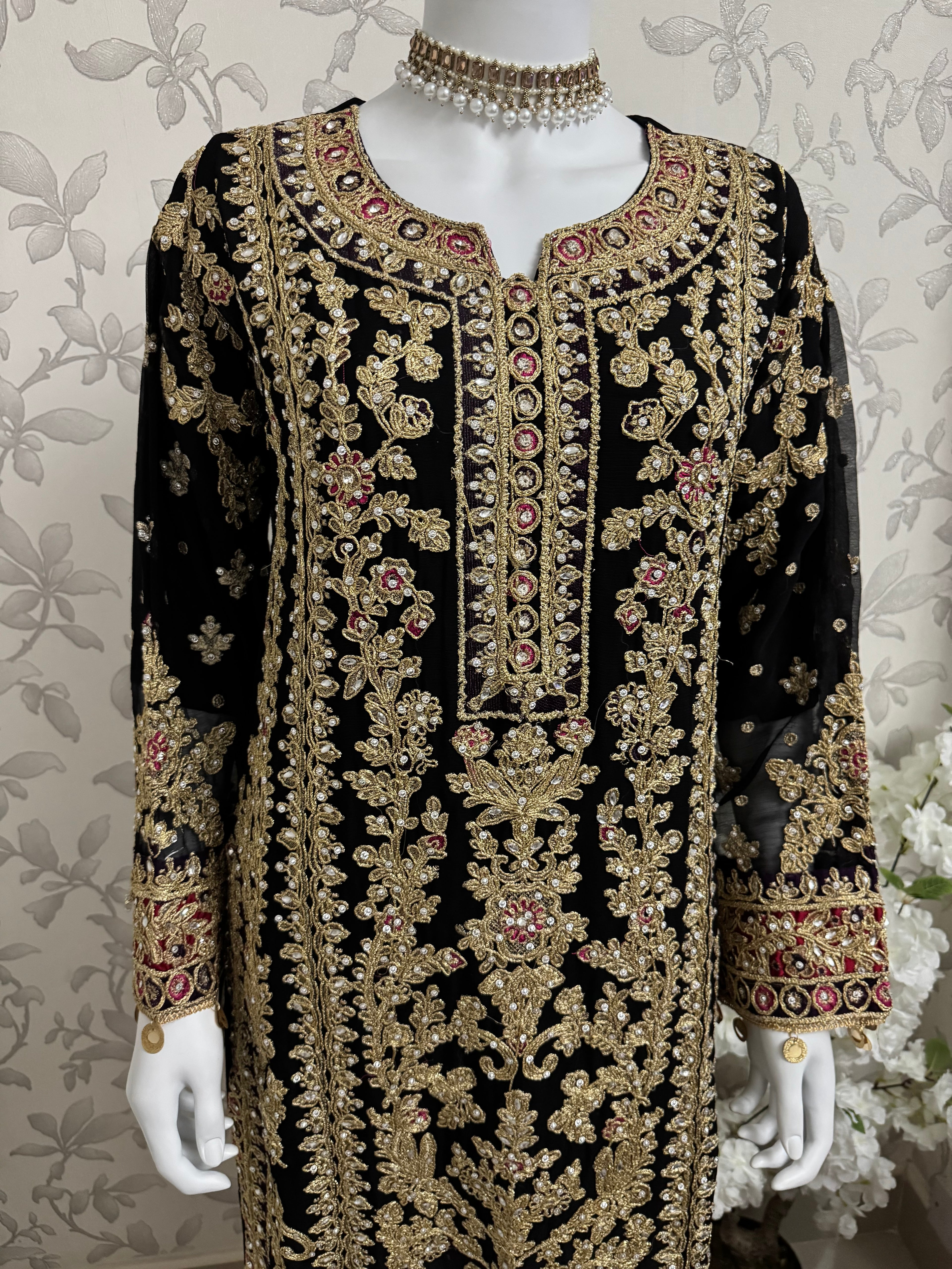 AYLAA Luxury Embroidered Chiffon Suit – 3 Piece Collection
