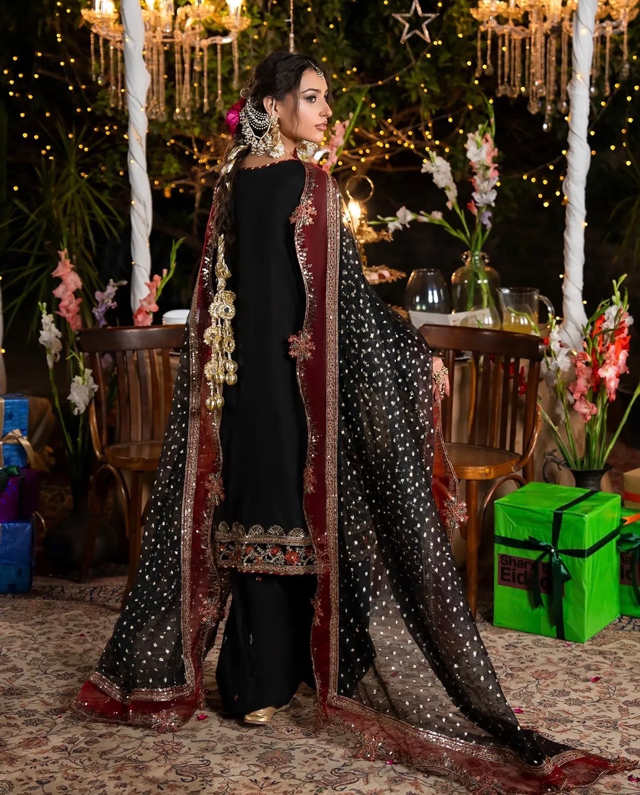 CHAAND RAAT Luxury Embroidered Raw Silk Suit – 3 Piece Collection