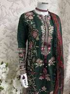 HUSN-E-EID Emerald green Embroidered -3 pieces Suit