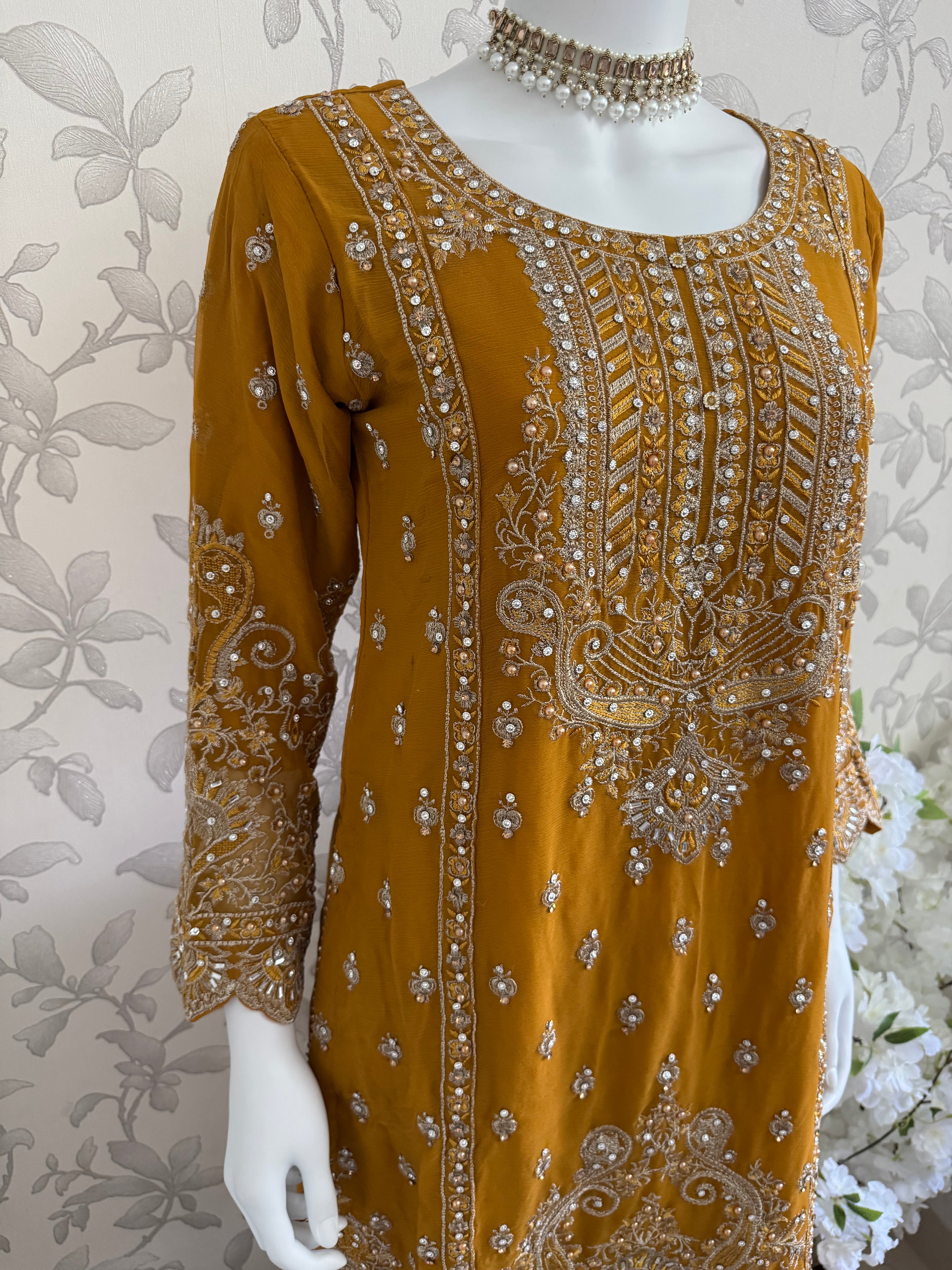 SAFFA Luxury Embroidered Chiffon Suit – 3 Piece Collection