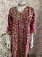 SAFINA….. Hot Pink Luxury Embroidered Pakistani Formal Suit with Organza Dupatta