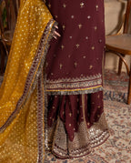CHAAND RAAT Luxury Embroidered Raw Silk Suit – 3 Piece Collection