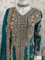 AFREEN Heavy Embroidered 3-piece Chiffon Suit | Pakistani Wedding Dress