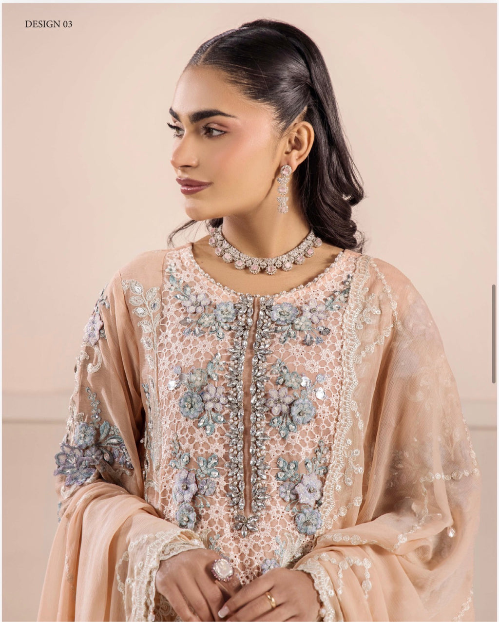 TT Luxury Embroidered Chiffon Suit – 3 Piece Collection