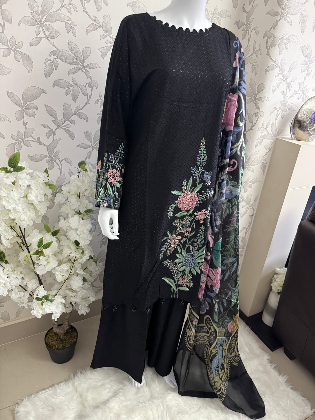M Prints 2B inspired Embroidered 3-Piece Suit | Pakistani Designer Dress