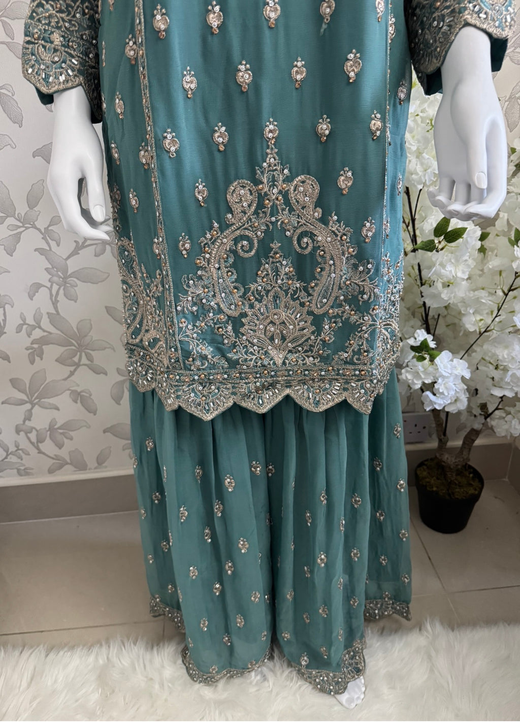 SAFFA Luxury Embroidered Chiffon Suit – 3 Piece Collection