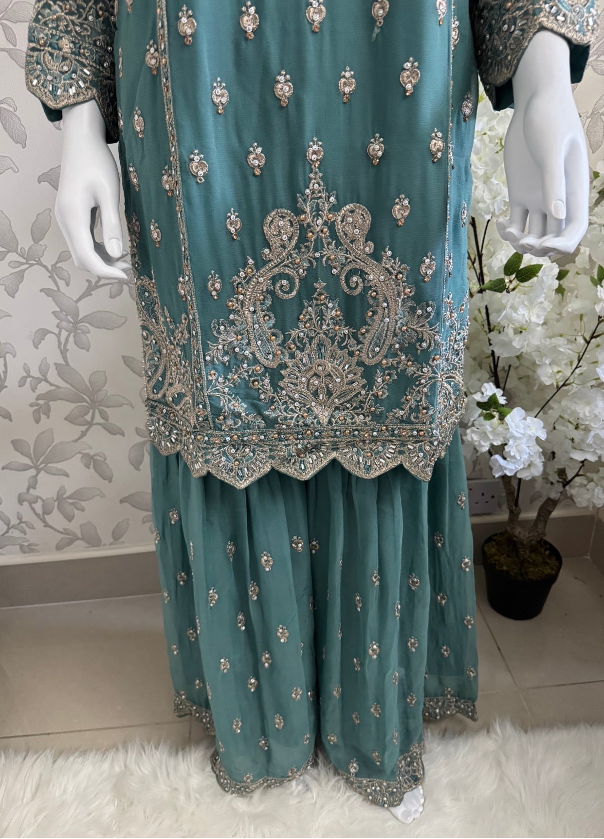 SAFFA Luxury Embroidered Chiffon Suit – 3 Piece Collection