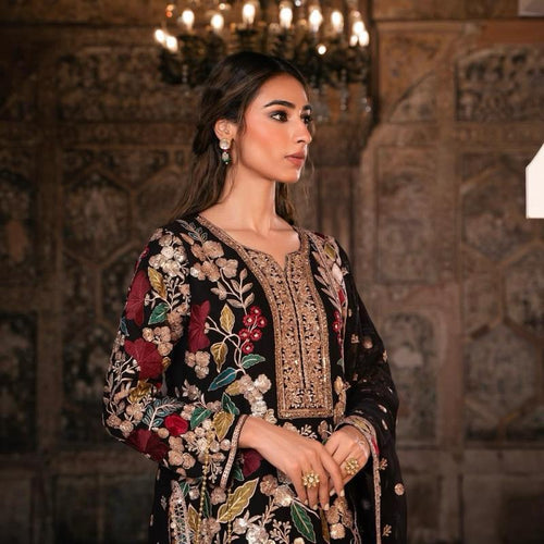 MAHNAAZ…Luxury Embroidered chiffon suit